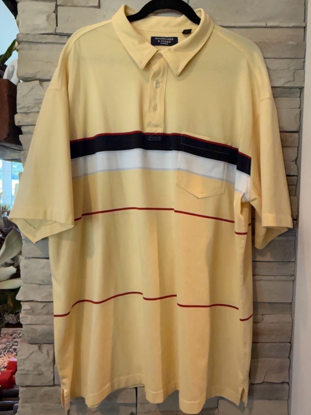 Roundtree & Yourke Classics Men's Polo Shirt Yellow/Multi Striped Size 3XT